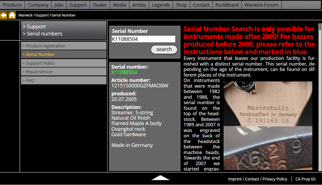 (USED) Warwick Streamer LX Broadneck 2005