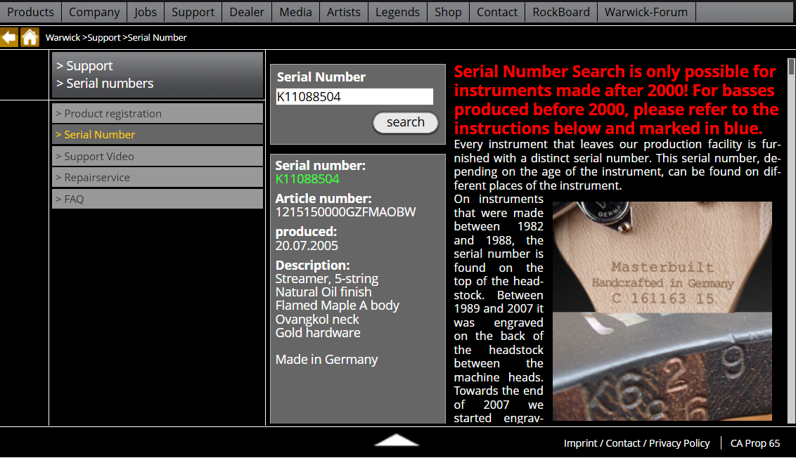 (USED) Warwick Streamer LX Broadneck 2005