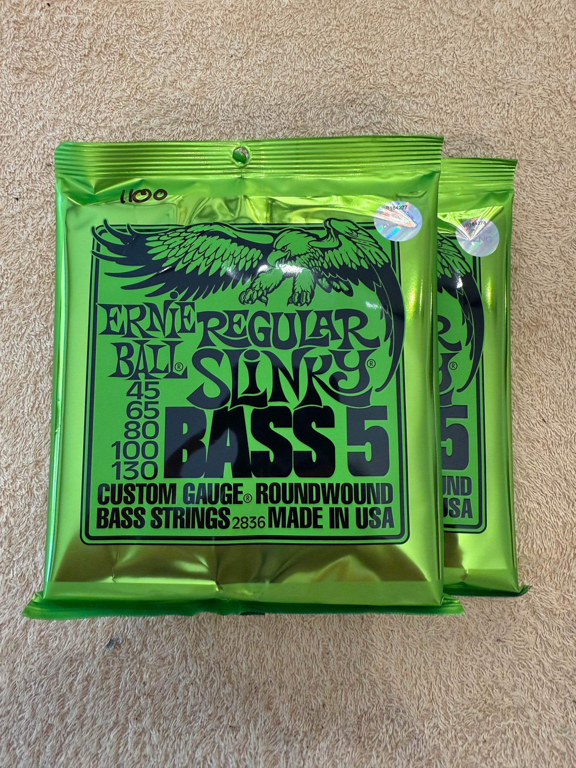 Ernieball Regular Slinky Nickel Wound 5-String Electric Bass Strings 45-130 Gauge