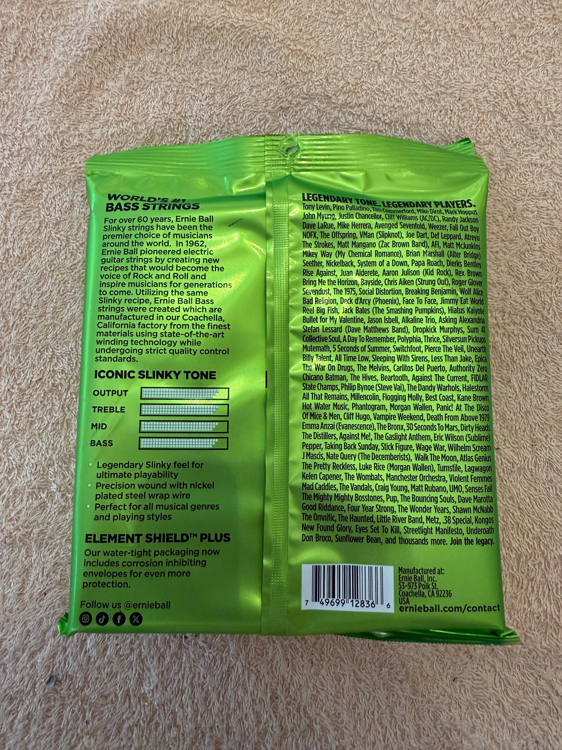Ernieball Regular Slinky Nickel Wound 5-String Electric Bass Strings 45-130 Gauge