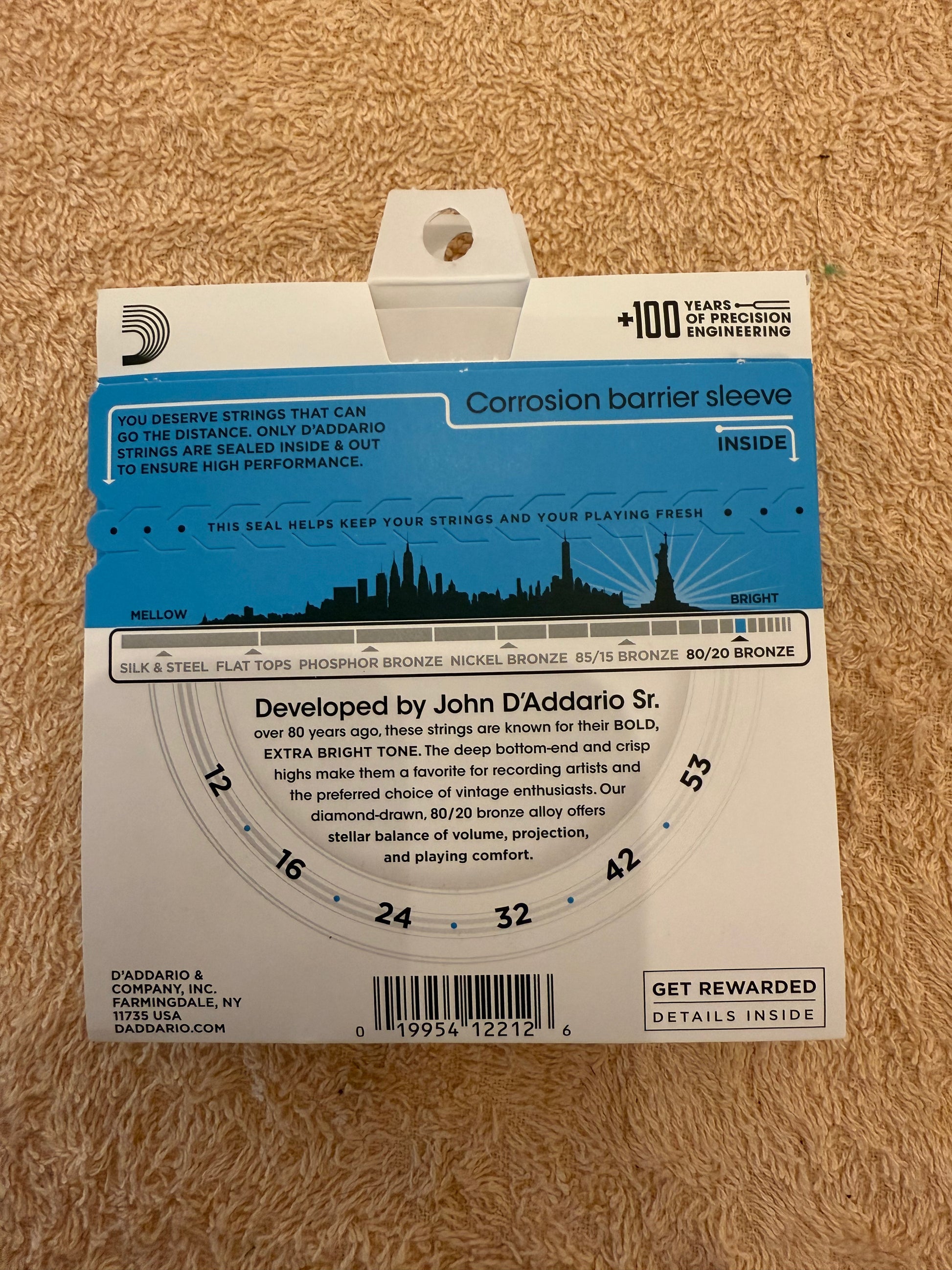 D’Addario Regular Light Acoustic Guitar Strings 12-53