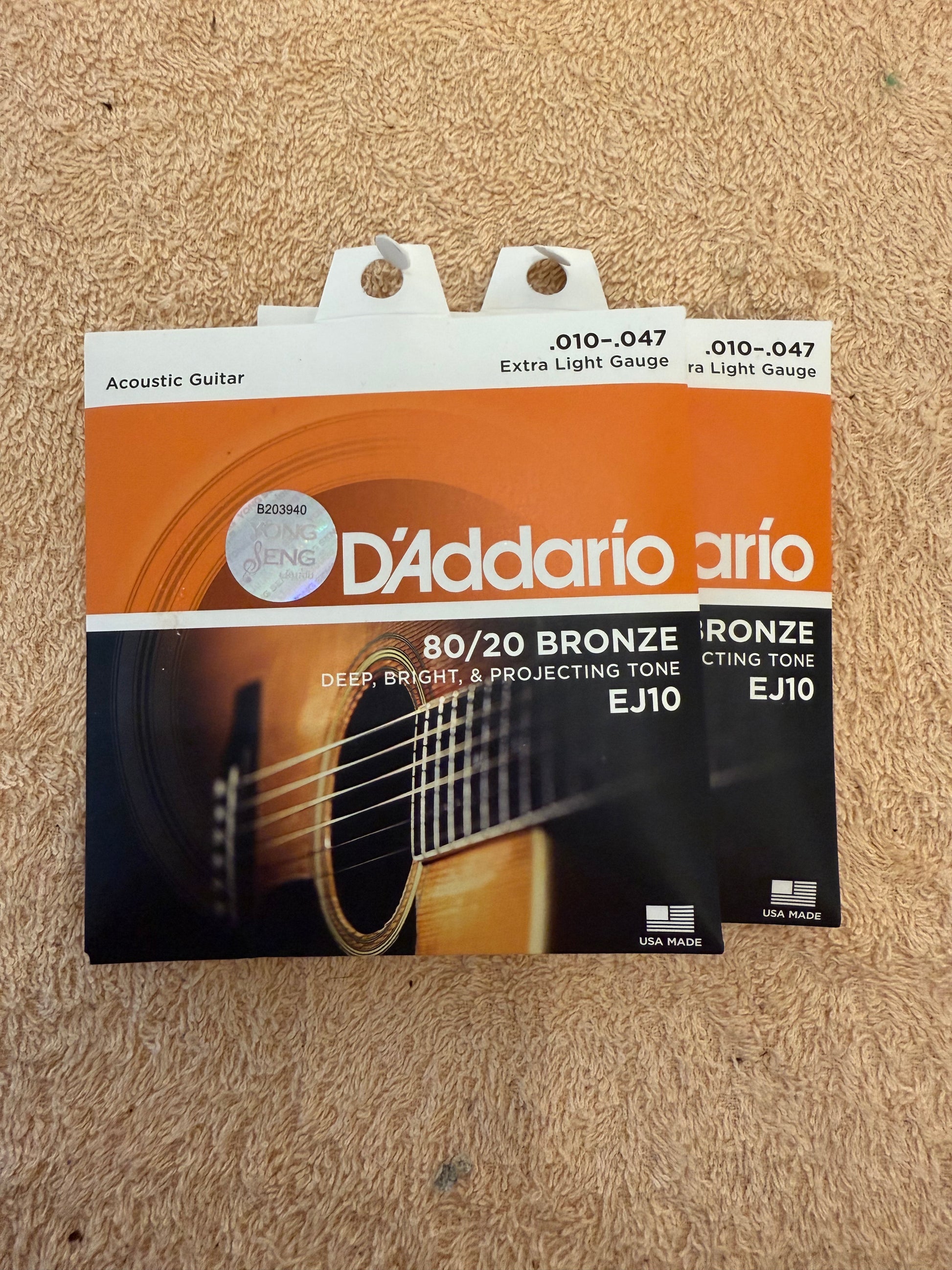 D’Addario Extra Light Acoustic Guitar Strings 10-47